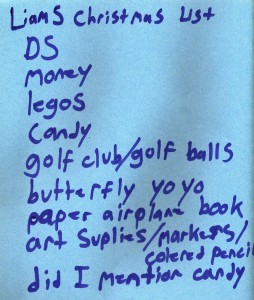 Liam's Christmas List